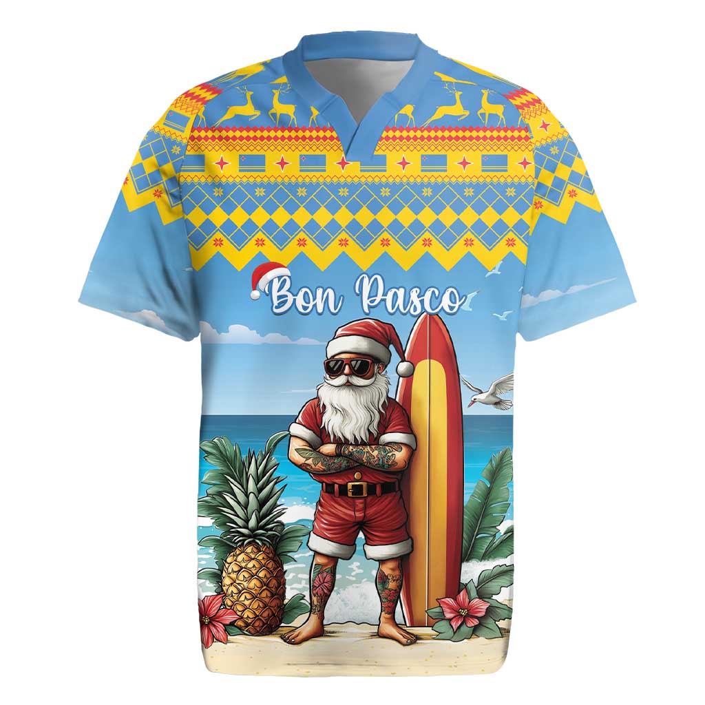 Aruba Christmas Rugby Jersey Surfing Santa Bon Pasco - Wonder Print Shop