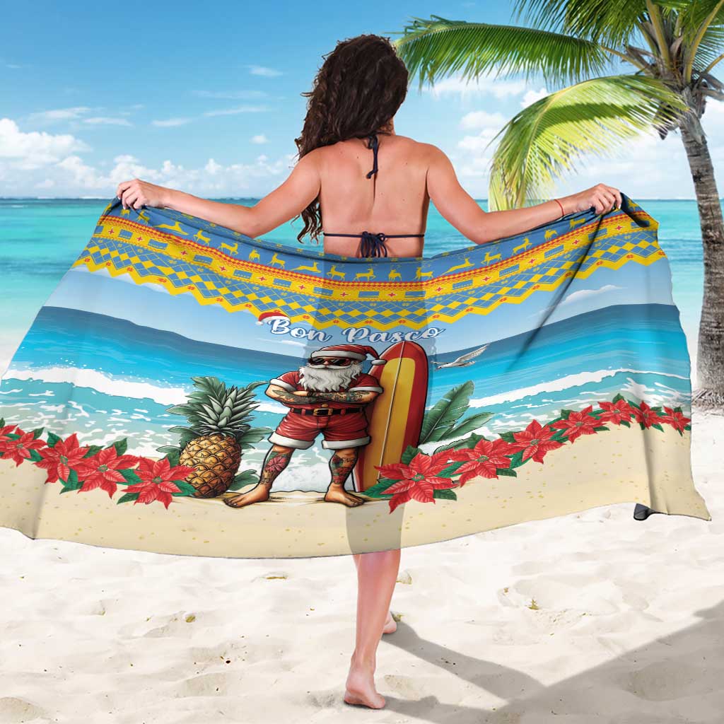 Aruba Christmas Sarong Surfing Santa Bon Pasco - Wonder Print Shop