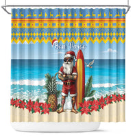 Aruba Christmas Shower Curtain Surfing Santa Bon Pasco