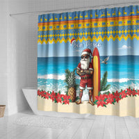 Aruba Christmas Shower Curtain Surfing Santa Bon Pasco