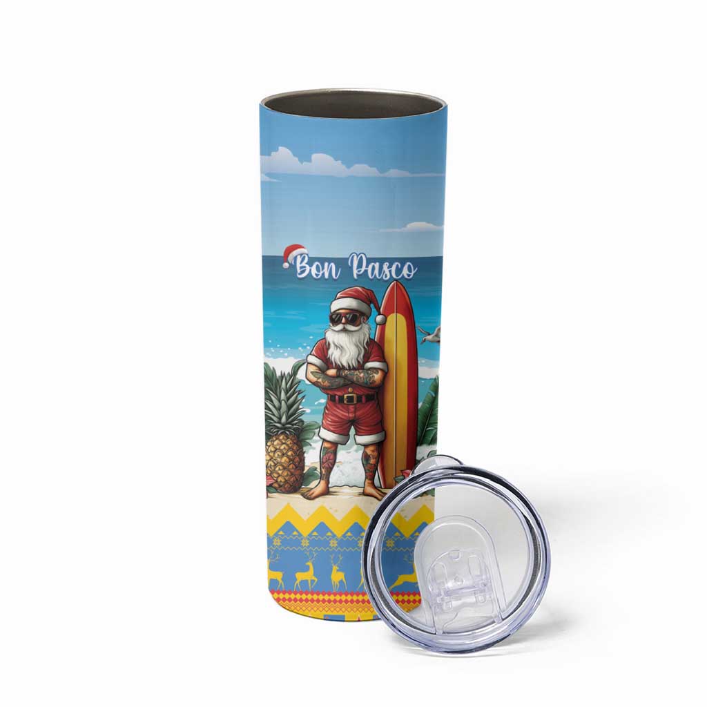Aruba Christmas Skinny Tumbler Surfing Santa Bon Pasco - Wonder Print Shop