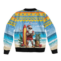 Aruba Christmas Sleeve Zip Bomber Jacket Surfing Santa Bon Pasco - Wonder Print Shop