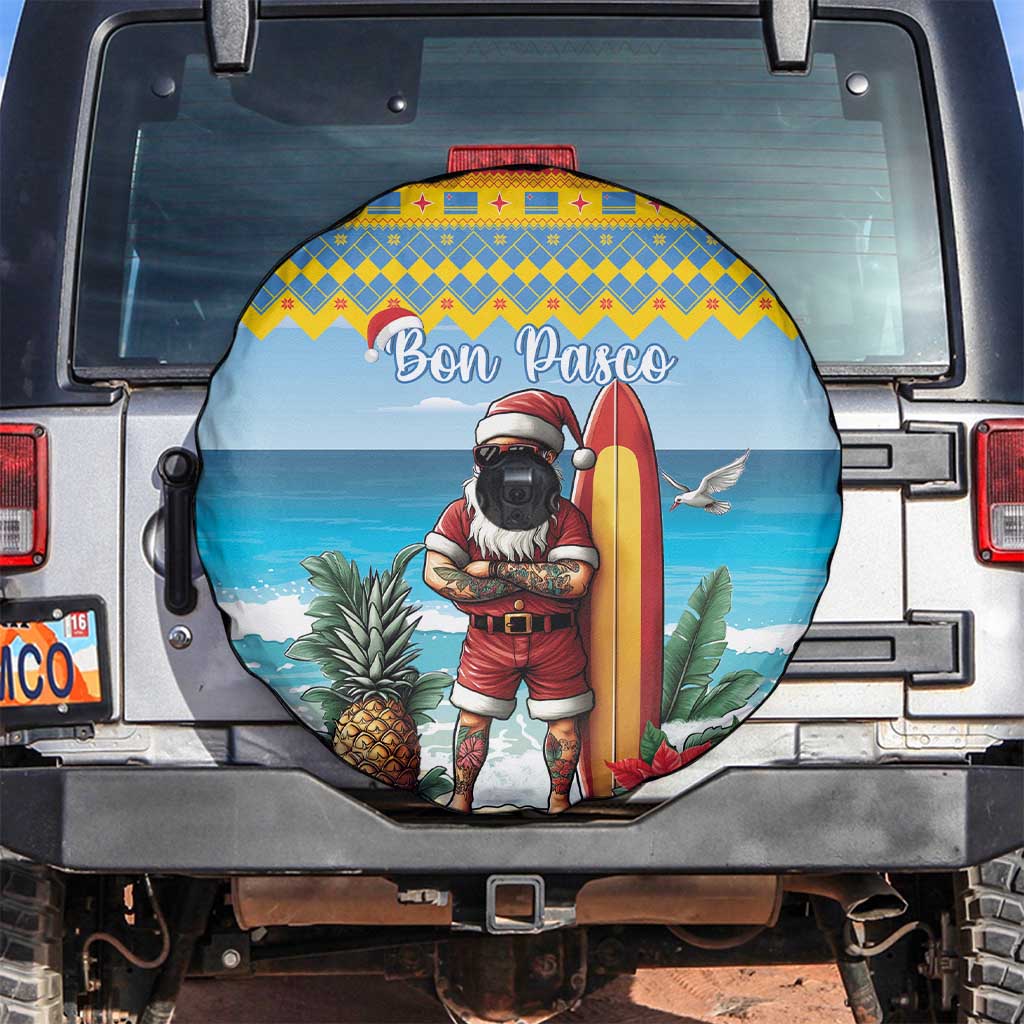 Aruba Christmas Spare Tire Cover Surfing Santa Bon Pasco - Wonder Print Shop