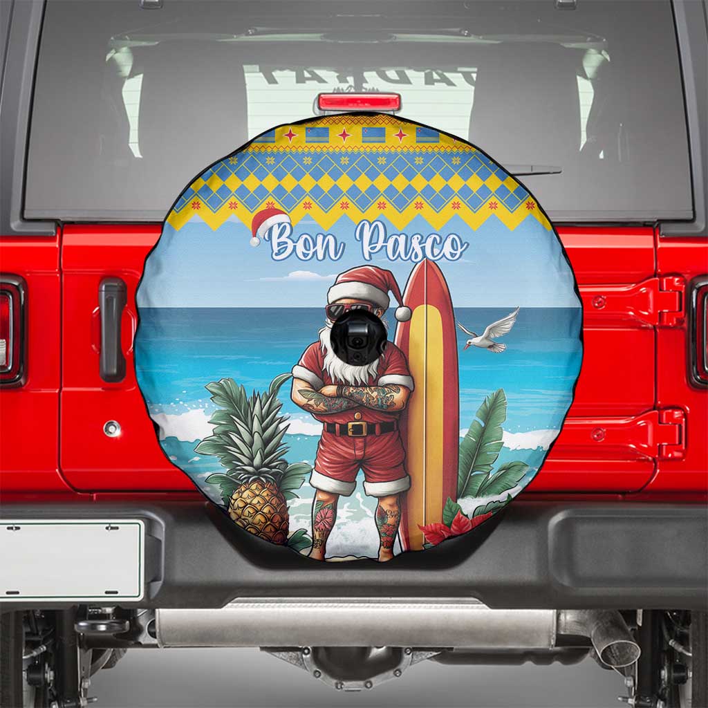 Aruba Christmas Spare Tire Cover Surfing Santa Bon Pasco - Wonder Print Shop