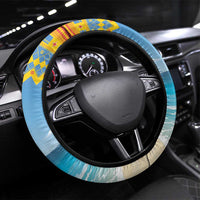 Aruba Christmas Steering Wheel Cover Surfing Santa Bon Pasco - Wonder Print Shop