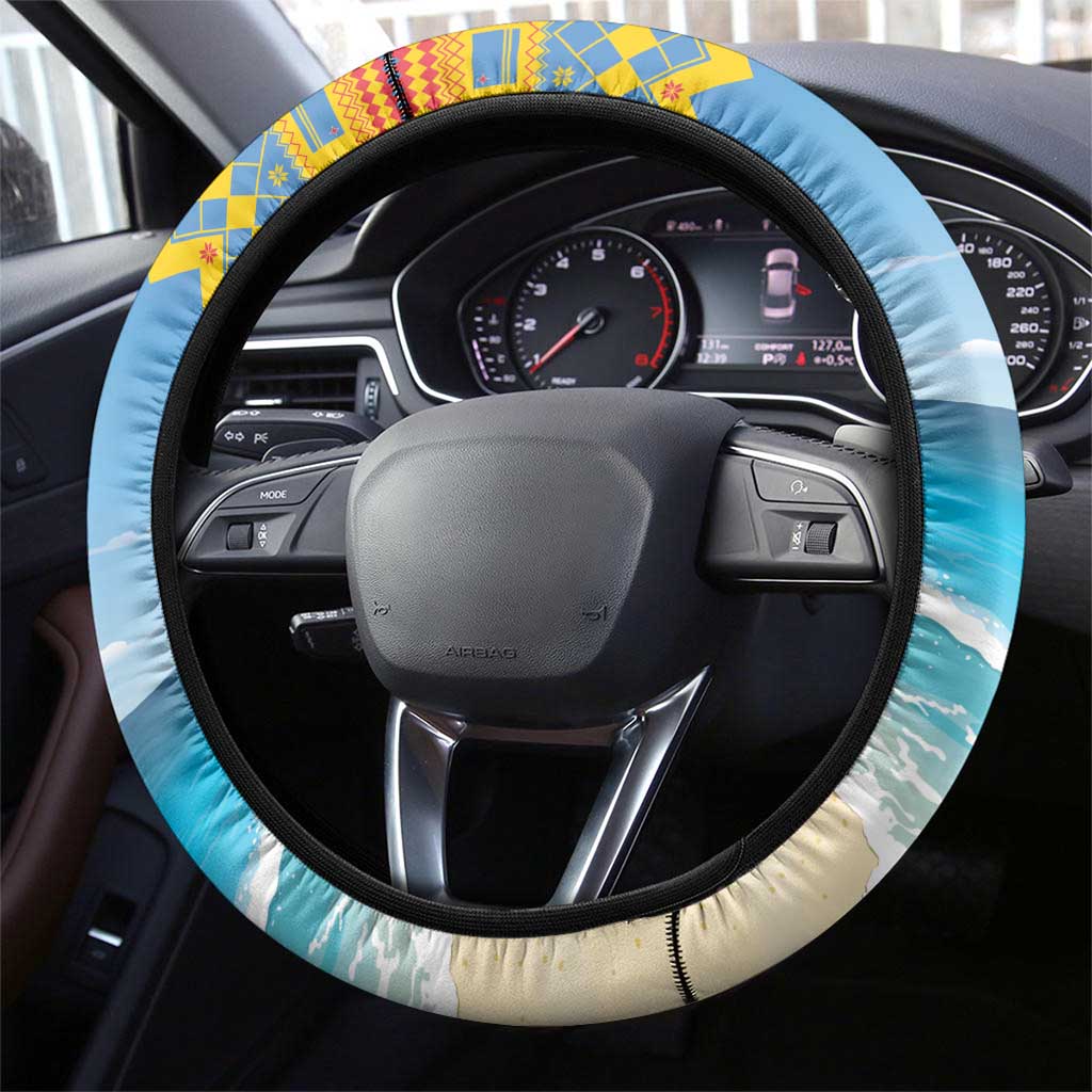 Aruba Christmas Steering Wheel Cover Surfing Santa Bon Pasco - Wonder Print Shop