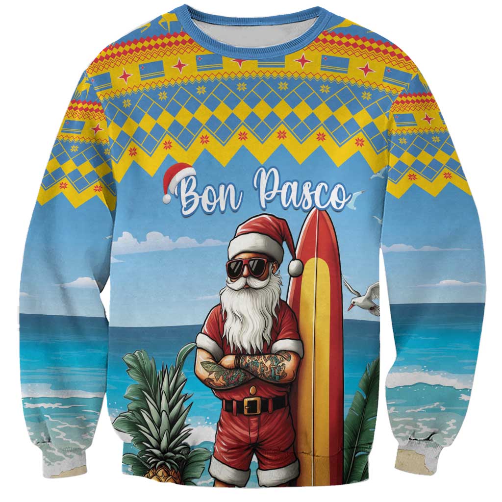 Aruba Christmas Sweatshirt Surfing Santa Bon Pasco - Wonder Print Shop