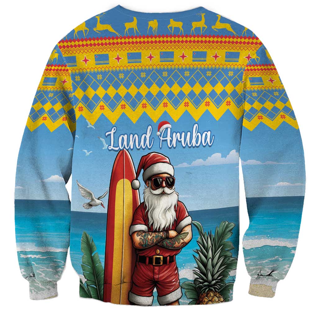 Aruba Christmas Sweatshirt Surfing Santa Bon Pasco - Wonder Print Shop