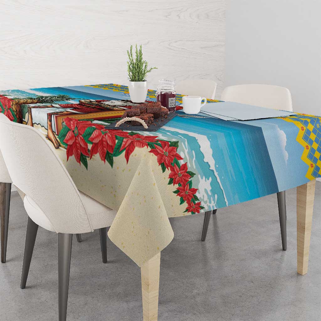 Aruba Christmas Tablecloth Surfing Santa Bon Pasco - Wonder Print Shop