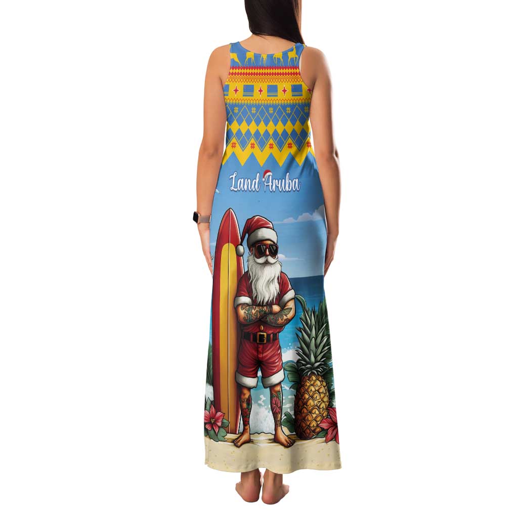 Aruba Christmas Tank Maxi Dress Surfing Santa Bon Pasco - Wonder Print Shop