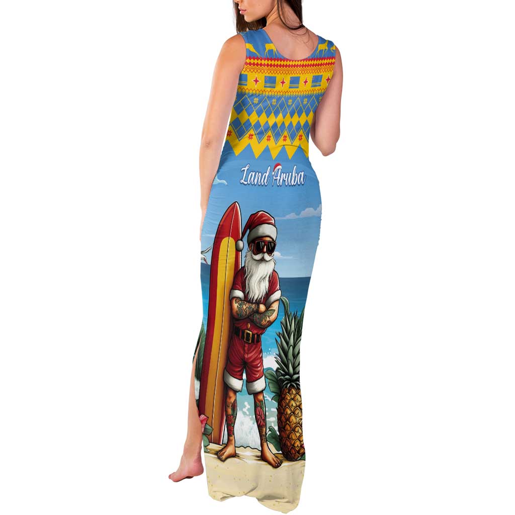 Aruba Christmas Tank Maxi Dress Surfing Santa Bon Pasco - Wonder Print Shop