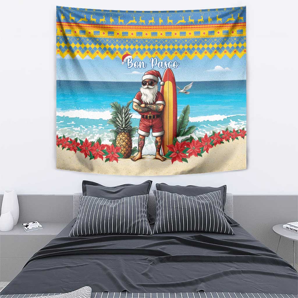 Aruba Christmas Tapestry Surfing Santa Bon Pasco - Wonder Print Shop