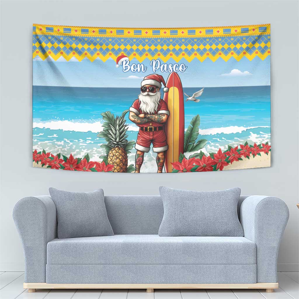 Aruba Christmas Tapestry Surfing Santa Bon Pasco - Wonder Print Shop