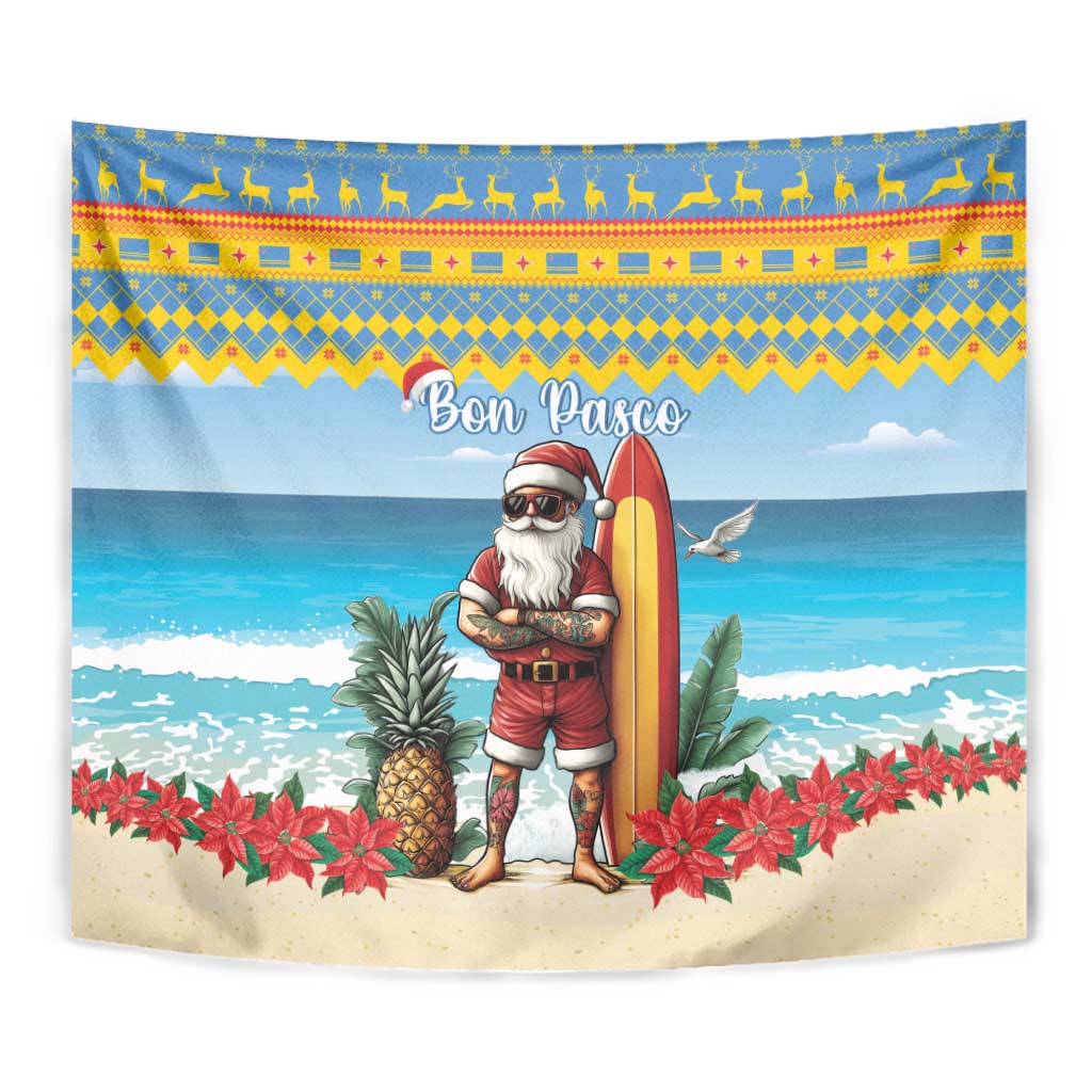 Aruba Christmas Tapestry Surfing Santa Bon Pasco - Wonder Print Shop