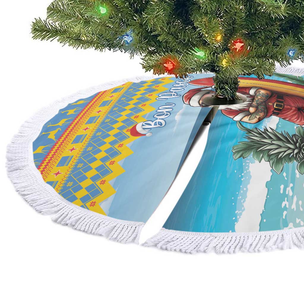 Aruba Christmas Tree Skirt Surfing Santa Bon Pasco - Wonder Print Shop