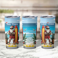 Aruba Christmas Tumbler Cup Surfing Santa Bon Pasco - Wonder Print Shop