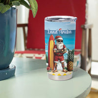 Aruba Christmas Tumbler Cup Surfing Santa Bon Pasco - Wonder Print Shop
