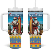Aruba Christmas Tumbler With Handle Surfing Santa Bon Pasco - Wonder Print Shop