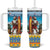Aruba Christmas Tumbler With Handle Surfing Santa Bon Pasco - Wonder Print Shop
