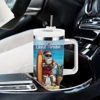 Aruba Christmas Tumbler With Handle Surfing Santa Bon Pasco - Wonder Print Shop