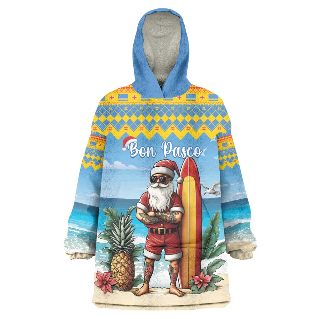 Aruba Christmas Wearable Blanket Hoodie Surfing Santa Bon Pasco - Wonder Print Shop