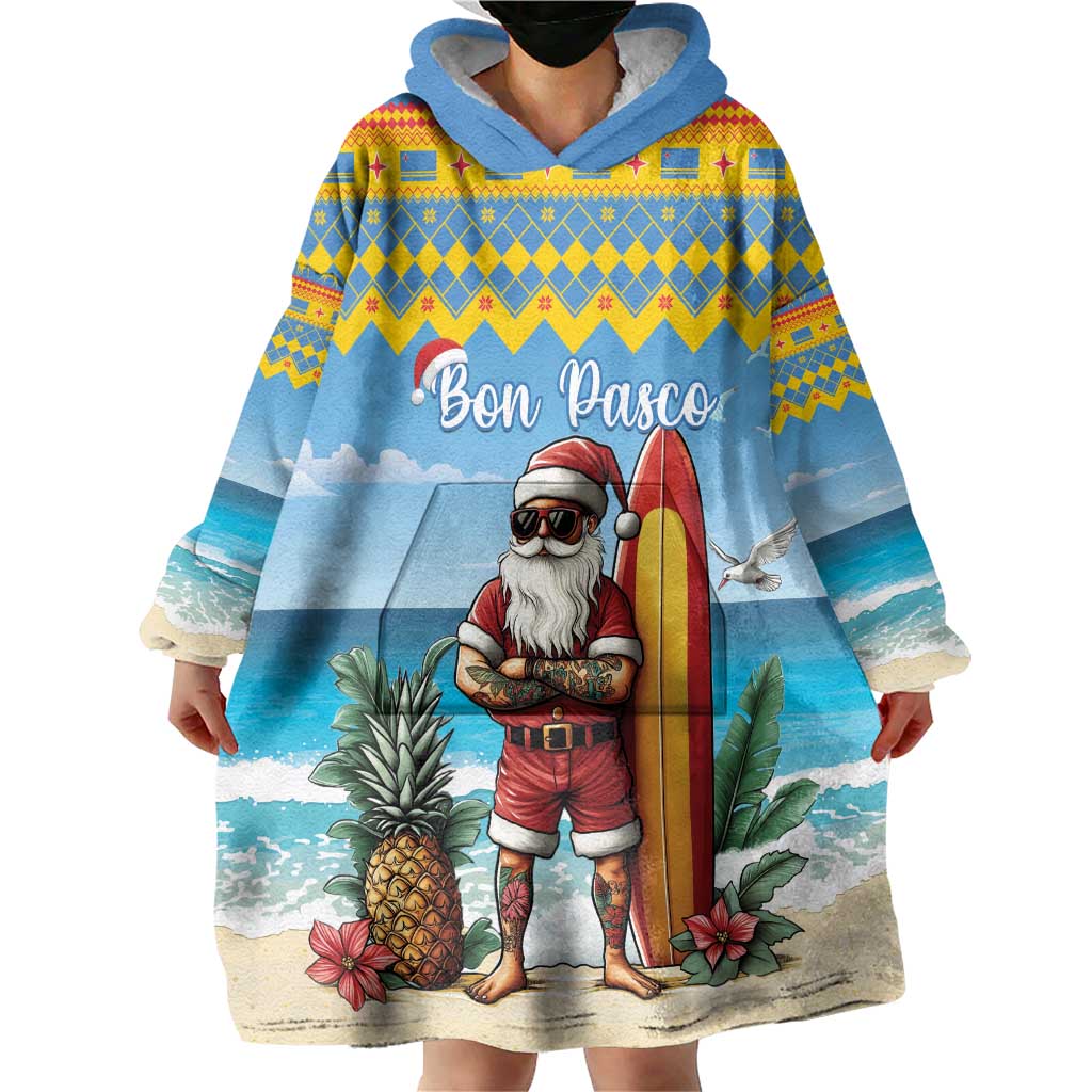 Aruba Christmas Wearable Blanket Hoodie Surfing Santa Bon Pasco - Wonder Print Shop