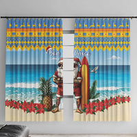 Aruba Christmas Window Curtain Surfing Santa Bon Pasco - Wonder Print Shop
