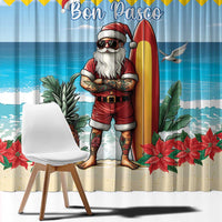 Aruba Christmas Window Curtain Surfing Santa Bon Pasco - Wonder Print Shop