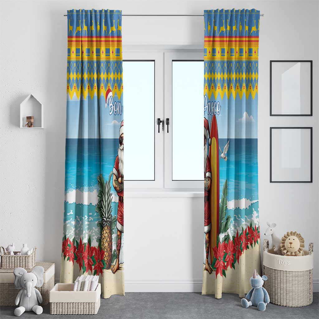 Aruba Christmas Window Curtain Surfing Santa Bon Pasco - Wonder Print Shop