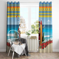 Aruba Christmas Window Curtain Surfing Santa Bon Pasco - Wonder Print Shop