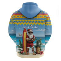 Aruba Christmas Zip Hoodie Surfing Santa Bon Pasco - Wonder Print Shop