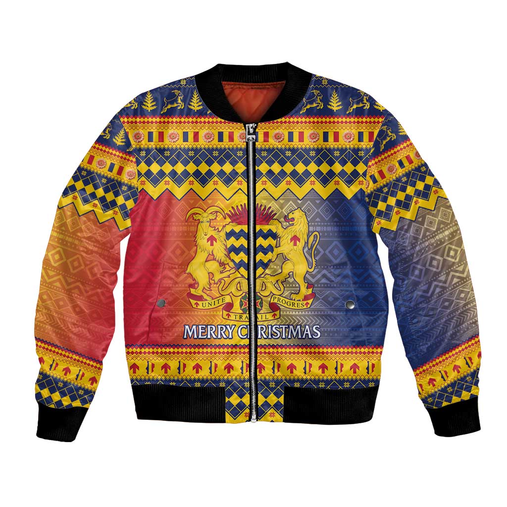 Chad Christmas Bomber Jacket Coat Of Arms Merry Christmas - Wonder Print Shop