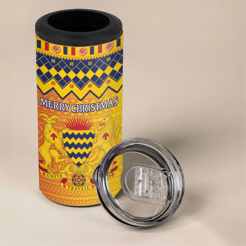Chad Christmas 4 in 1 Can Cooler Tumbler Coat Of Arms Merry Christmas - Wonder Print Shop