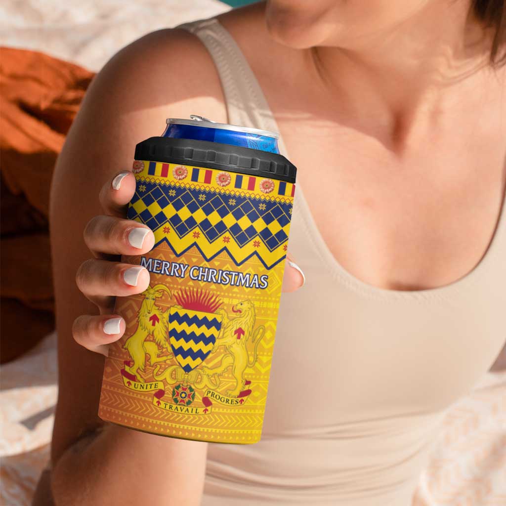 Chad Christmas 4 in 1 Can Cooler Tumbler Coat Of Arms Merry Christmas - Wonder Print Shop