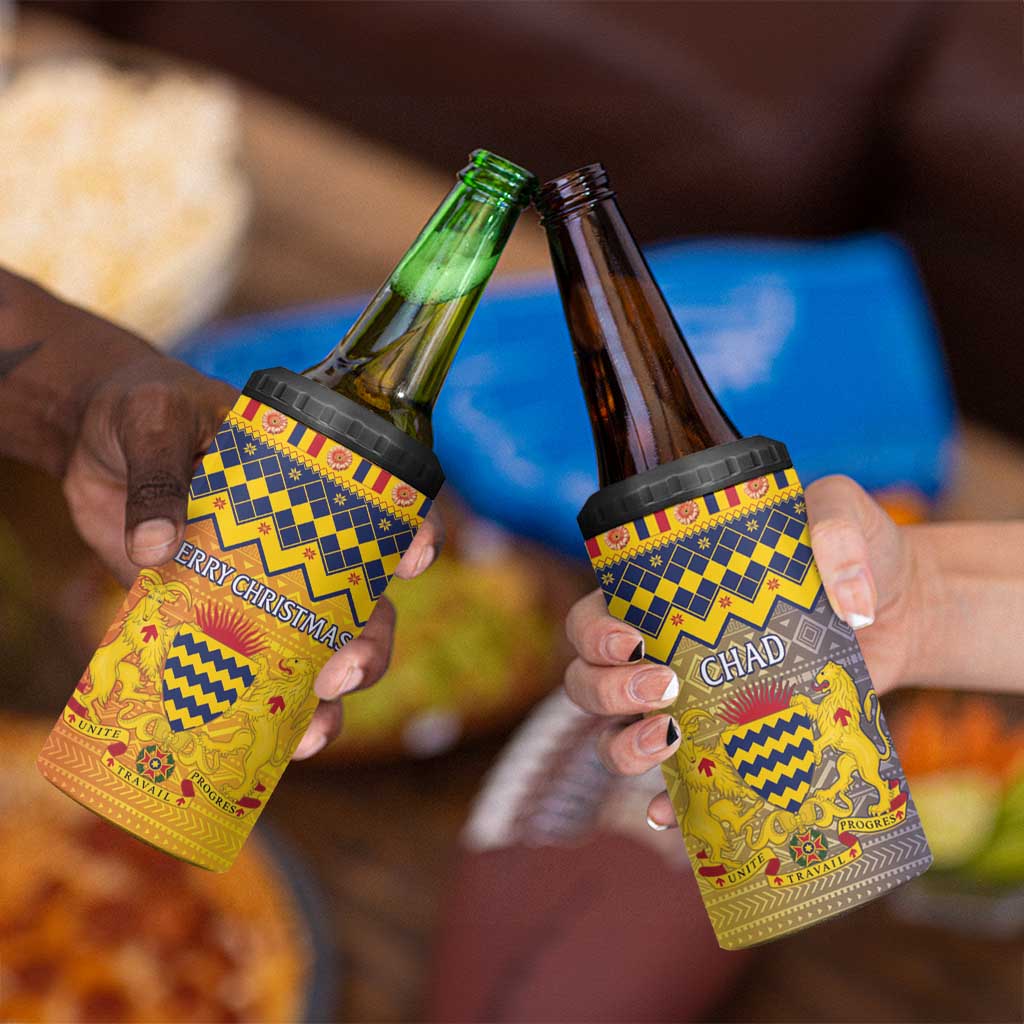 Chad Christmas 4 in 1 Can Cooler Tumbler Coat Of Arms Merry Christmas - Wonder Print Shop