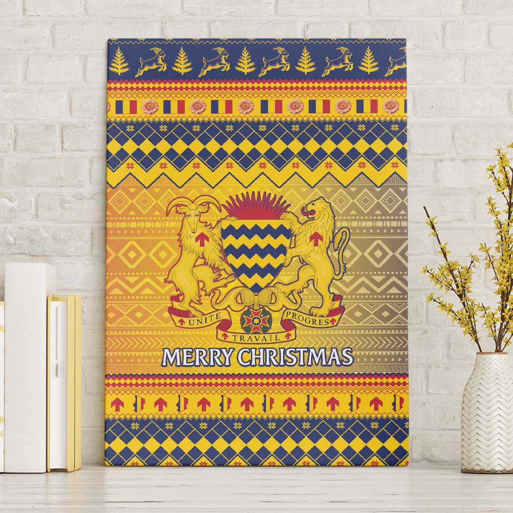 Chad Christmas Canvas Wall Art Coat Of Arms Merry Christmas - Wonder Print Shop