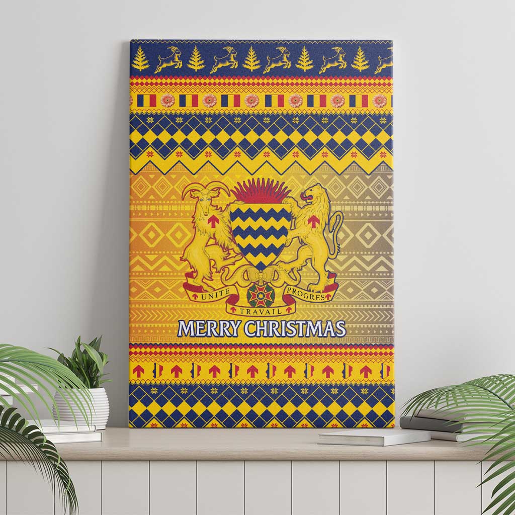 Chad Christmas Canvas Wall Art Coat Of Arms Merry Christmas - Wonder Print Shop