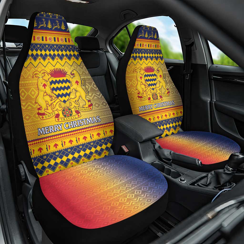 Chad Christmas Car Seat Cover Coat Of Arms Merry Christmas - Wonder Print Shop