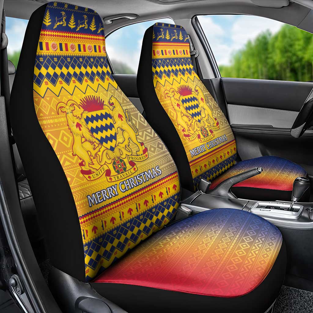 Chad Christmas Car Seat Cover Coat Of Arms Merry Christmas - Wonder Print Shop