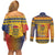 Chad Christmas Couples Matching Off Shoulder Short Dress and Long Sleeve Button Shirt Coat Of Arms Merry Christmas - Wonder Print Shop