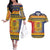 Chad Christmas Couples Matching Off The Shoulder Long Sleeve Dress and Hawaiian Shirt Coat Of Arms Merry Christmas - Wonder Print Shop