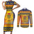 Chad Christmas Couples Matching Short Sleeve Bodycon Dress and Long Sleeve Button Shirt Coat Of Arms Merry Christmas - Wonder Print Shop