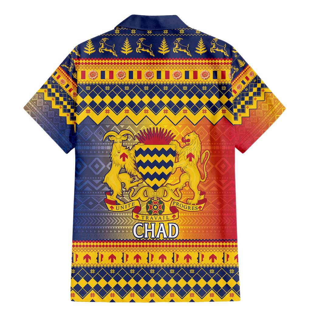 Chad Christmas Family Matching Mermaid Dress and Hawaiian Shirt Coat Of Arms Merry Christmas - Wonder Print Shop