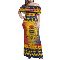 Chad Christmas Family Matching Off Shoulder Maxi Dress and Hawaiian Shirt Coat Of Arms Merry Christmas - Wonder Print Shop