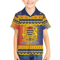 Chad Christmas Family Matching Off Shoulder Maxi Dress and Hawaiian Shirt Coat Of Arms Merry Christmas - Wonder Print Shop