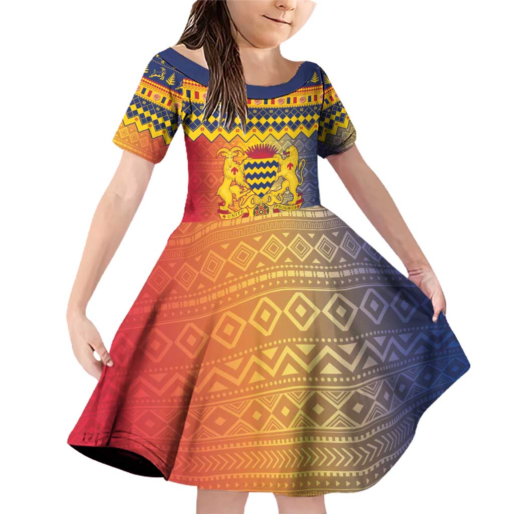 Chad Christmas Family Matching Off Shoulder Short Dress and Hawaiian Shirt Coat Of Arms Merry Christmas - Wonder Print Shop