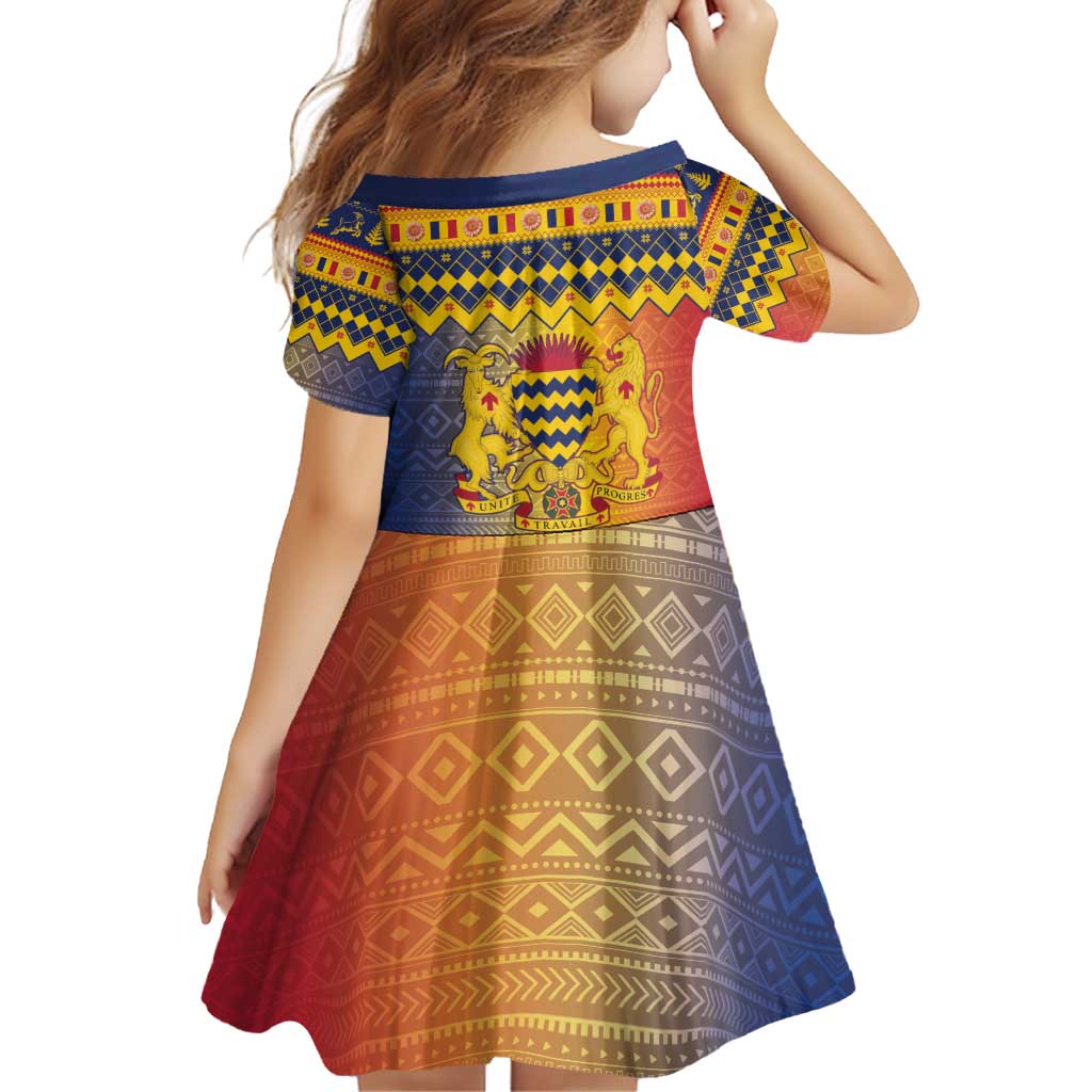 Chad Christmas Family Matching Off Shoulder Short Dress and Hawaiian Shirt Coat Of Arms Merry Christmas - Wonder Print Shop