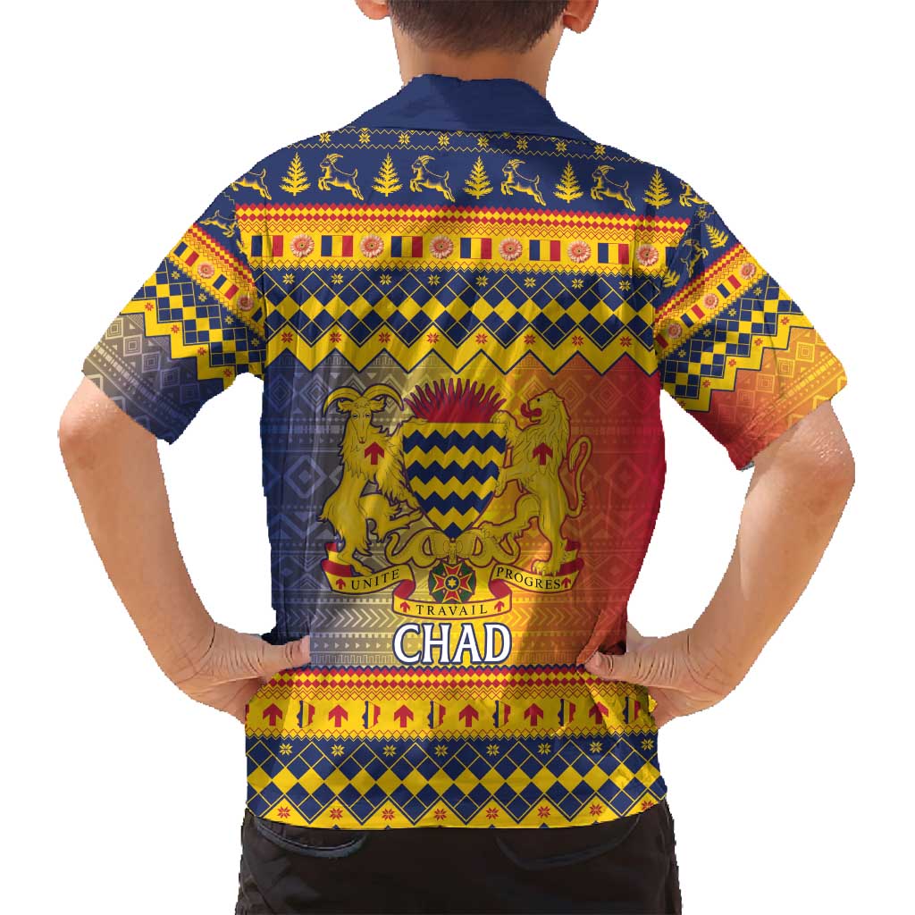 Chad Christmas Family Matching Puletasi and Hawaiian Shirt Coat Of Arms Merry Christmas - Wonder Print Shop