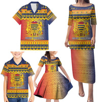 Chad Christmas Family Matching Puletasi and Hawaiian Shirt Coat Of Arms Merry Christmas - Wonder Print Shop