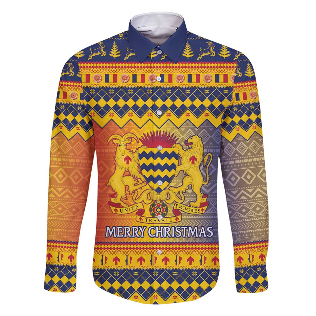 Chad Christmas Family Matching Short Sleeve Bodycon Dress and Hawaiian Shirt Coat Of Arms Merry Christmas - Wonder Print Shop